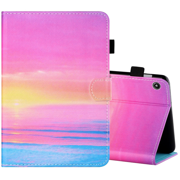 Sewing Thread Horizontal Painted Flat Leather Case with Pen Cover & Anti Skid Strip & Card Slot & Holder, For Amazon Kindle Fire 7 2019 / 2017 / 2015, For Samsung Galaxy Tab A 10.1 (2019) T510 / T515, For Samsung Galaxy Tab A 8.0 (2019) T290 / T295