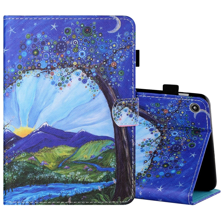 Sewing Thread Horizontal Painted Flat Leather Case with Pen Cover & Anti Skid Strip & Card Slot & Holder, For Amazon Kindle Fire 7 2019 / 2017 / 2015, For Samsung Galaxy Tab A 10.1 (2019) T510 / T515, For Samsung Galaxy Tab A 8.0 (2019) T290 / T295