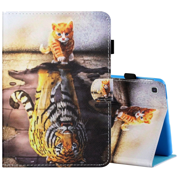 Sewing Thread Horizontal Painted Flat Leather Case with Pen Cover & Anti Skid Strip & Card Slot & Holder, For Amazon Kindle Fire 7 2019 / 2017 / 2015, For Samsung Galaxy Tab A 10.1 (2019) T510 / T515, For Samsung Galaxy Tab A 8.0 (2019) T290 / T295