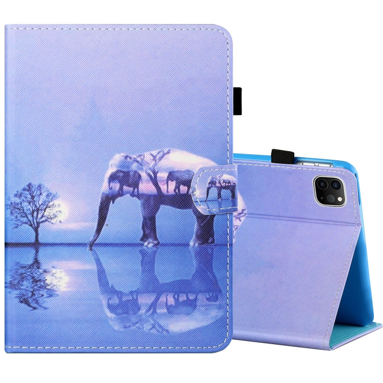 Sewing Thread Horizontal Painted Flat Leather Case with Pen Cover & Anti Skid Strip & Card Slot & Holder & Sleep / Wake-up Function, For iPad Mini 5 / 4 / 3 / 2 / 1, For iPad 10.2 / iPad Air 10.5 (2019), For iPad Pro 11 inch (2020) / (2018), For iPad Air
