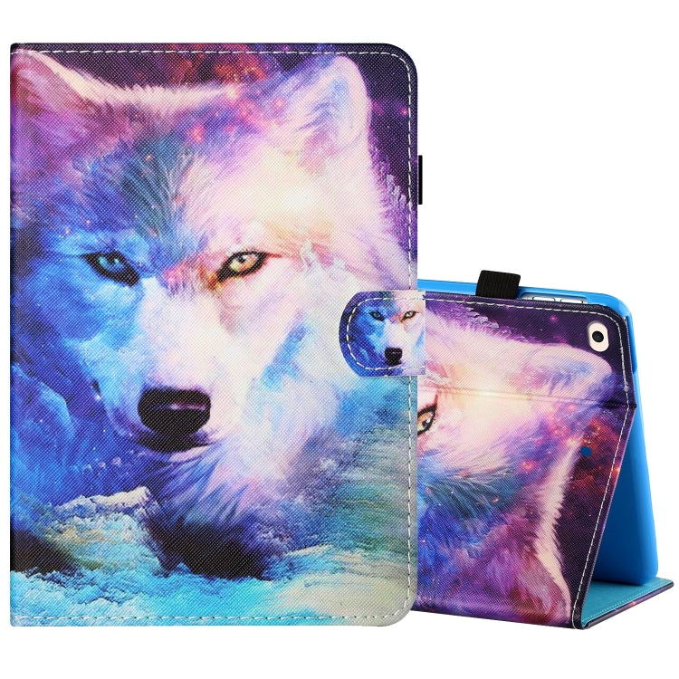 Sewing Thread Horizontal Painted Flat Leather Case with Pen Cover & Anti Skid Strip & Card Slot & Holder & Sleep / Wake-up Function, For iPad Air 2, For  iPad 9.7 (2018) / (2017), For iPad Air 2022 / 2020 10.9
