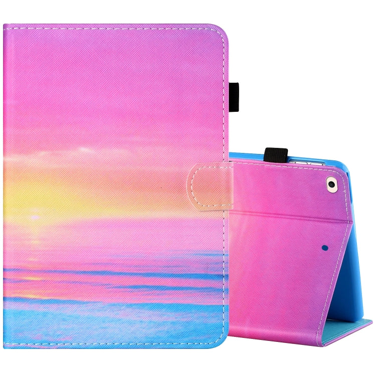 Sewing Thread Horizontal Painted Flat Leather Case with Pen Cover & Anti Skid Strip & Card Slot & Holder & Sleep / Wake-up Function, For iPad Air 2, For  iPad 9.7 (2018) / (2017), For iPad Air 2022 / 2020 10.9