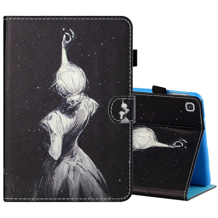 Sewing Thread Horizontal Painted Flat Leather Case with Pen Cover & Anti Skid Strip & Card Slot & Holder & Sleep / Wake-up Function, For Amazon Kindle Fire HD8 2020, For Samsung Galaxy Tab S6 Lite SM-P610 / 615, For Samsung Galaxy Tab A7 2020 T500 / T5...