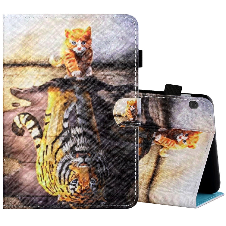 Sewing Thread Horizontal Painted Flat Leather Case with Pen Cover & Anti Skid Strip & Card Slot & Holder & Sleep / Wake-up Function, For Amazon Kindle Fire HD8 2020, For Samsung Galaxy Tab S6 Lite SM-P610 / 615, For Samsung Galaxy Tab A7 2020 T500 / T5...