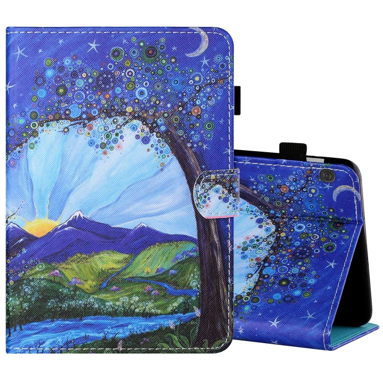 Sewing Thread Horizontal Painted Flat Leather Case with Pen Cover & Anti Skid Strip & Card Slot & Holder & Sleep / Wake-up Function, For Amazon Kindle Fire HD8 2020, For Samsung Galaxy Tab S6 Lite SM-P610 / 615, For Samsung Galaxy Tab A7 2020 T500 / T5...