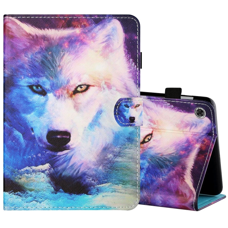 Sewing Thread Horizontal Painted Flat Leather Case with Pen Cover & Anti Skid Strip & Card Slot & Holder & Sleep / Wake-up Function, For Lenovo Tab FHD M10 Plus X606F