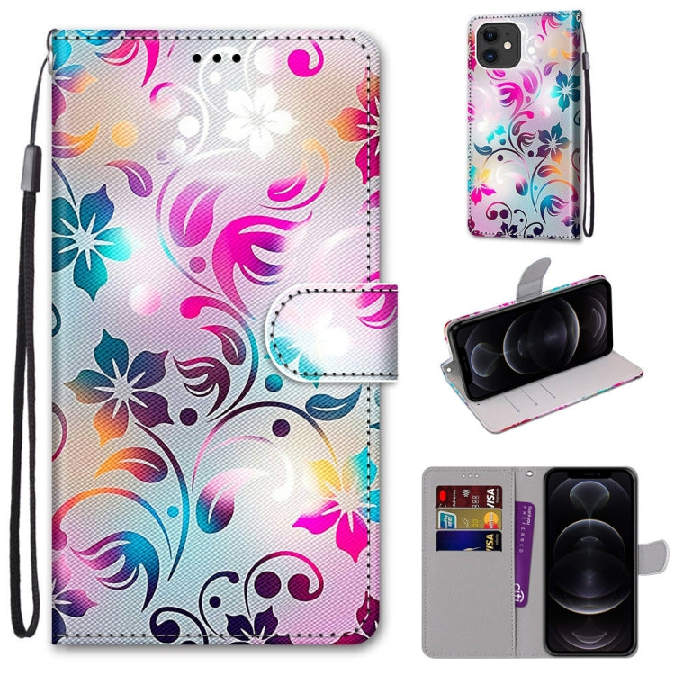 Coloured Drawing Cross Texture Horizontal Flip PU Leather Case with Holder & Card Slots & Wallet & Lanyard, For iPhone 12 / 12 Pro, For iPhone 12 Pro Max