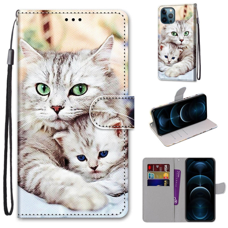 Coloured Drawing Cross Texture Horizontal Flip PU Leather Case with Holder & Card Slots & Wallet & Lanyard, For iPhone 12 / 12 Pro, For iPhone 12 Pro Max
