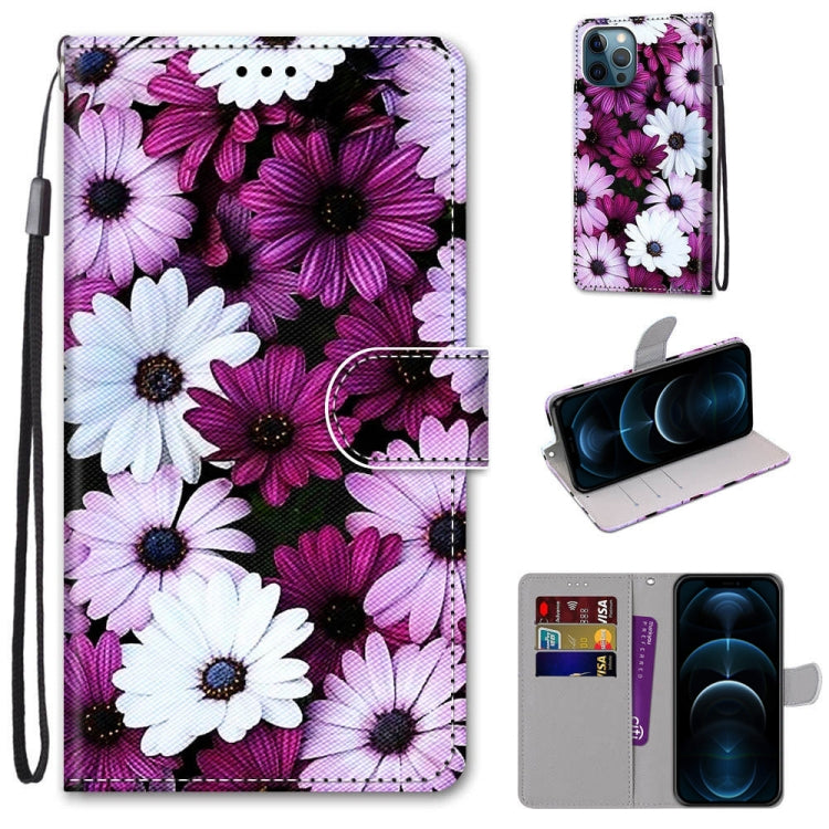 Coloured Drawing Cross Texture Horizontal Flip PU Leather Case with Holder & Card Slots & Wallet & Lanyard, For iPhone 12 / 12 Pro, For iPhone 12 Pro Max