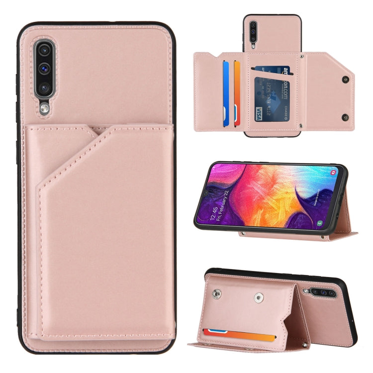 Skin Feel PU + TPU + PC Back Cover Shockproof Case with Card Slots & Holder & Photo Frame, For OPPO Realme 7, For Samsung Galaxy A50 & A30s & A50s, For OPPO Realme C11, For Samsung Galaxy A70 & A70s, For OPPO Realme C15, For Samsung Galaxy M60s & A81  ...