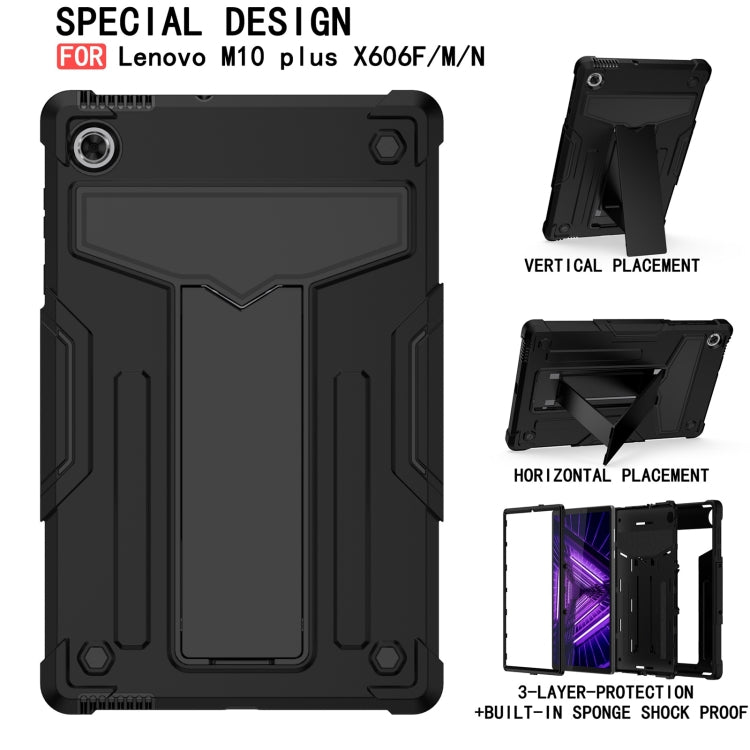 T-shaped Bracket Contrast Color Shockproof PC + Silicone Protective Case, For Lenovo M10 Plus TB-X606F, For Lenovo M10 FHD REL TB-X605F