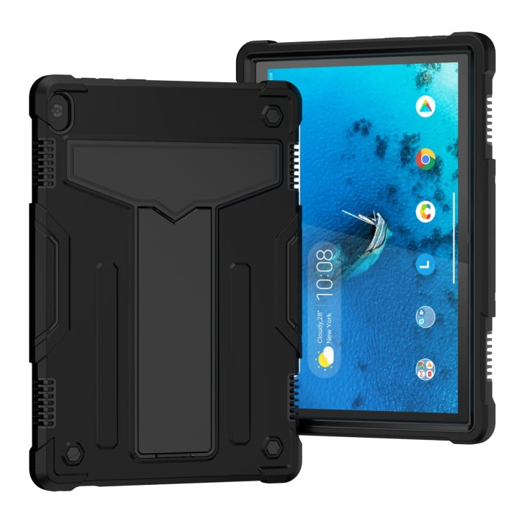 T-shaped Bracket Contrast Color Shockproof PC + Silicone Protective Case, For Lenovo M10 Plus TB-X606F, For Lenovo M10 FHD REL TB-X605F