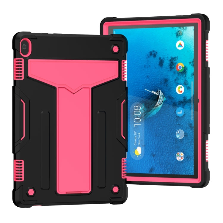 T-shaped Bracket Contrast Color Shockproof PC + Silicone Protective Case, For Lenovo M10 Plus TB-X606F, For Lenovo M10 FHD REL TB-X605F