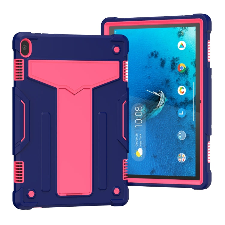 T-shaped Bracket Contrast Color Shockproof PC + Silicone Protective Case, For Lenovo M10 Plus TB-X606F, For Lenovo M10 FHD REL TB-X605F