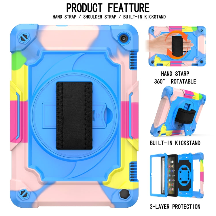 360 Degree Rotation Turntable Contrast Color Robot Shockproof Silicone + PC Protective Case with Holder, For Amazon Kindle Fire HD 8 2020, For Samsung Tab A 8.0 (2019)/T290, For Samsung Galaxy Tab A7 10.4 (2020)/T500                                    ...