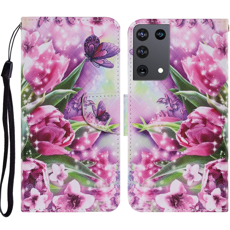 Coloured Drawing Pattern Horizontal Flip PU Leather Case with Holder & Card Slots & Wallet & Lanyard, For Samsung Galaxy S21 Ultra 5G, For Samsung Galaxy S21+ 5G