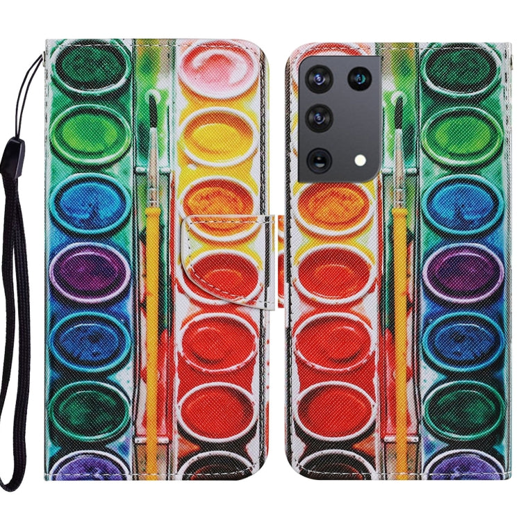 Coloured Drawing Pattern Horizontal Flip PU Leather Case with Holder & Card Slots & Wallet & Lanyard, For Samsung Galaxy S21 Ultra 5G, For Samsung Galaxy S21+ 5G