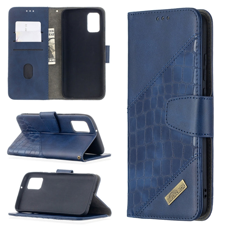 Matching Color Crocodile Texture Horizontal Flip PU Leather Case with Wallet & Holder & Card Slots, For Samsung Galaxy A02s (EU Version)