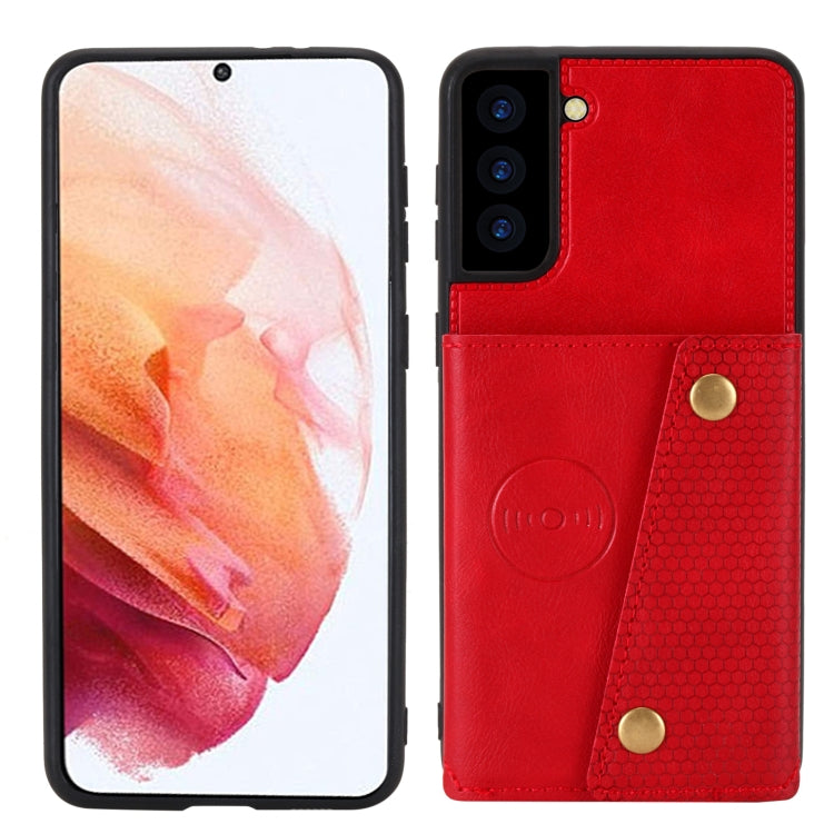 Double Buckle PU + TPU Shockproof Magnetic Protective Case with Card Slot & Holder, For Samsung Galaxy S21 5G, For Samsung Galaxy S21+ 5G, For Samsung Galaxy S21 Ultra 5G, For Huawei Y9a