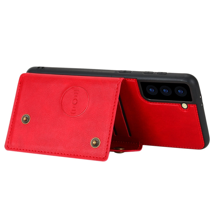Double Buckle PU + TPU Shockproof Magnetic Protective Case with Card Slot & Holder, For Samsung Galaxy S21 5G, For Samsung Galaxy S21+ 5G, For Samsung Galaxy S21 Ultra 5G, For Huawei Y9a