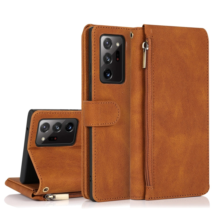 Skin-feel Crazy Horse Texture Zipper Wallet Bag Horizontal Flip Leather Case with Holder & Card Slots & Wallet & Lanyard, For Samsung Galaxy Note9, For Samsung Galaxy Note10, For Samsung Galaxy Note10+, For Samsung Galaxy Note20                        ...