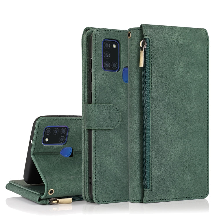 Skin-feel Crazy Horse Texture Zipper Wallet Bag Horizontal Flip Leather Case with Holder & Card Slots & Wallet & Lanyard, For Samsung Galaxy A11, For Samsung Galaxy A12, For Samsung Galaxy A20 / A30, For Samsung Galaxy A21, For Samsung Galaxy A21s     ...