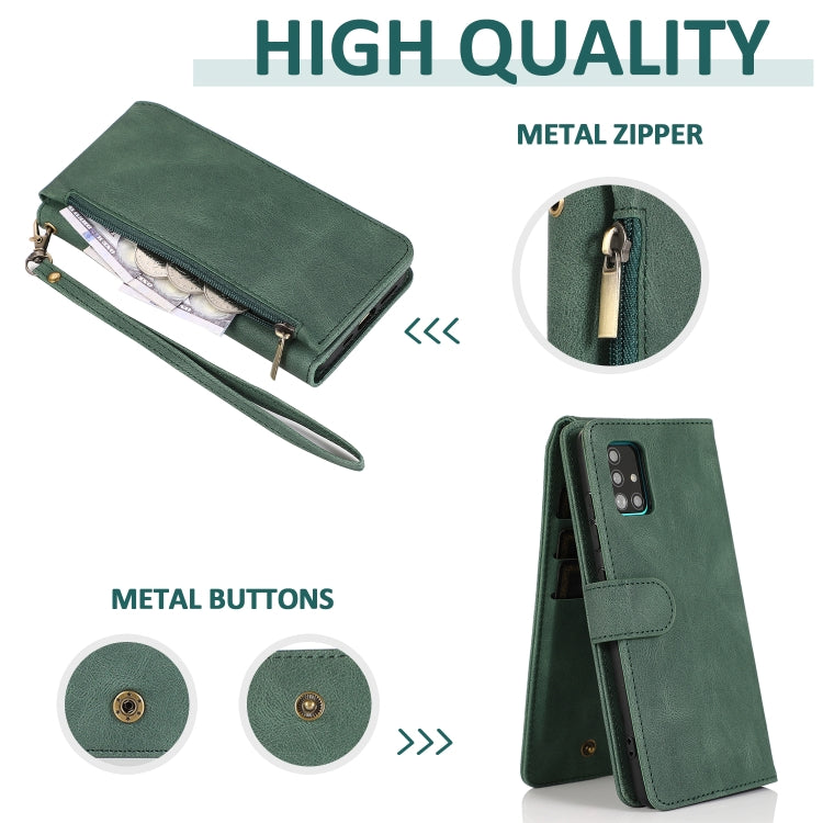 Skin-feel Crazy Horse Texture Zipper Wallet Bag Horizontal Flip Leather Case with Holder & Card Slots & Wallet & Lanyard, For Samsung Galaxy A51, For Samsung Galaxy A51 5G, For Samsung Galaxy A52 5G, For Samsung Galaxy A70, For Samsung Galaxy A71      ...