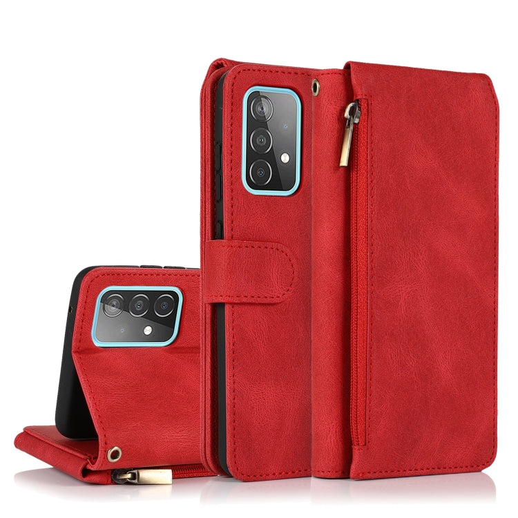 Skin-feel Crazy Horse Texture Zipper Wallet Bag Horizontal Flip Leather Case with Holder & Card Slots & Wallet & Lanyard, For Samsung Galaxy A51, For Samsung Galaxy A51 5G, For Samsung Galaxy A52 5G, For Samsung Galaxy A70, For Samsung Galaxy A71      ...