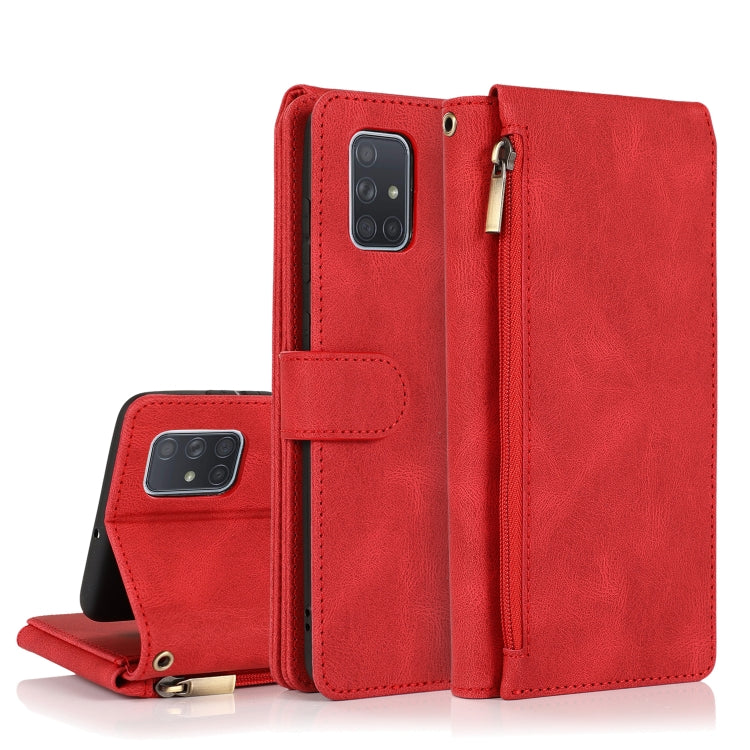 Skin-feel Crazy Horse Texture Zipper Wallet Bag Horizontal Flip Leather Case with Holder & Card Slots & Wallet & Lanyard, For Samsung Galaxy A51, For Samsung Galaxy A51 5G, For Samsung Galaxy A52 5G, For Samsung Galaxy A70, For Samsung Galaxy A71      ...