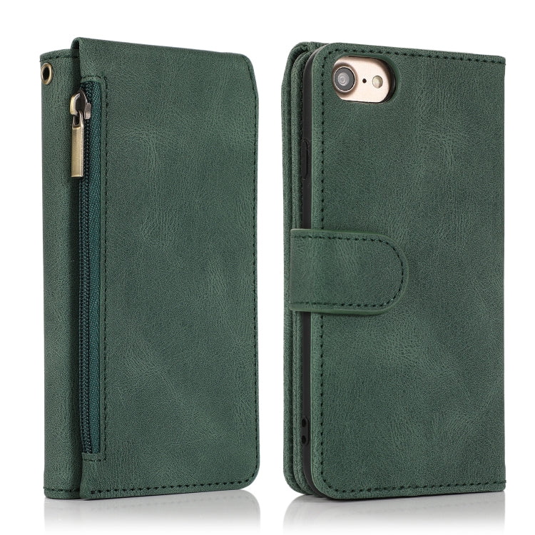 Skin-feel Crazy Horse Texture Zipper Wallet Bag Horizontal Flip Leather Case with Holder & Card Slots & Wallet & Lanyard, For iPhone 6, For iPhone 6 Plus, For iPhone SE 2022 / SE 2020 / 8 / 7, For iPhone 8 Plus / 7 Plus, For iPhone XS / X, For iPhone X...