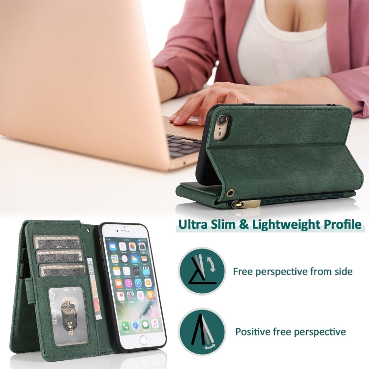 Skin-feel Crazy Horse Texture Zipper Wallet Bag Horizontal Flip Leather Case with Holder & Card Slots & Wallet & Lanyard, For iPhone 6, For iPhone 6 Plus, For iPhone SE 2022 / SE 2020 / 8 / 7, For iPhone 8 Plus / 7 Plus, For iPhone XS / X, For iPhone X...