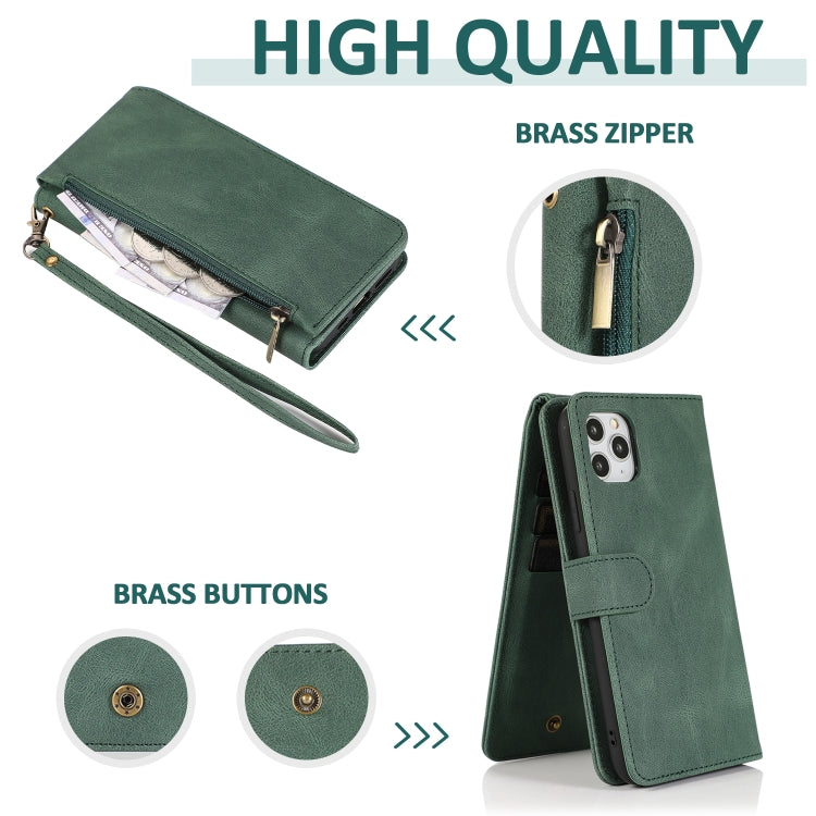 Skin-feel Crazy Horse Texture Zipper Wallet Bag Horizontal Flip Leather Case with Holder & Card Slots & Wallet & Lanyard, For iPhone 11 Pro Max, For iPhone 12 mini, For iPhone 12 / 12 Pro, For iPhone 12 Pro Max