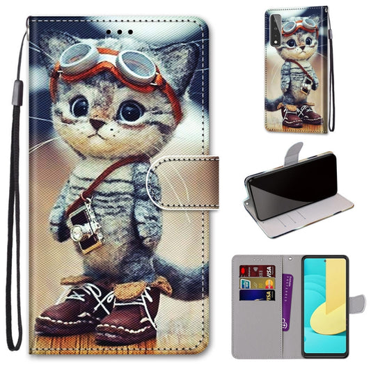 Coloured Drawing Cross Texture Horizontal Flip PU Leather Case with Holder & Card Slots & Wallet & Lanyard, For LG Stylo 7 5G, For Huawei Y9a, For Honor 10X Lite