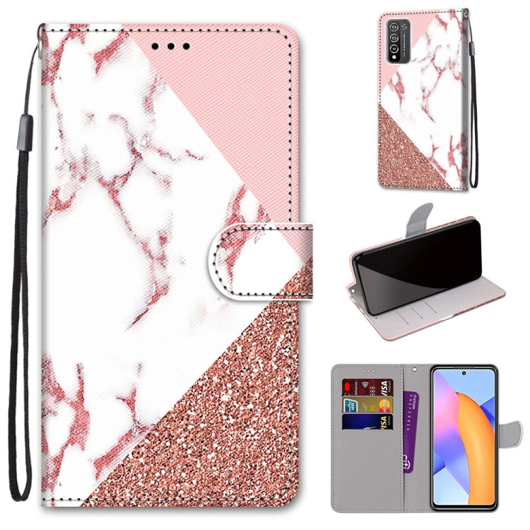 Coloured Drawing Cross Texture Horizontal Flip PU Leather Case with Holder & Card Slots & Wallet & Lanyard, For LG Stylo 7 5G, For Huawei Y9a, For Honor 10X Lite