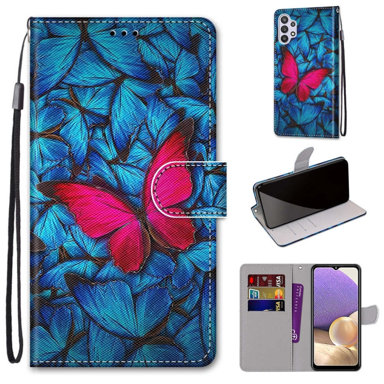 Coloured Drawing Cross Texture Horizontal Flip PU Leather Case with Holder & Card Slots & Wallet & Lanyard, For Samsung Galaxy A12 / M12, For Samsung Galaxy A32 5G