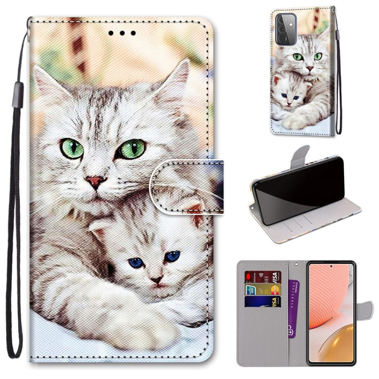 Coloured Drawing Cross Texture Horizontal Flip PU Leather Case with Holder & Card Slots & Wallet & Lanyard, For Samsung Galaxy A52 5G, For Samsung Galaxy A72 5G / 4G
