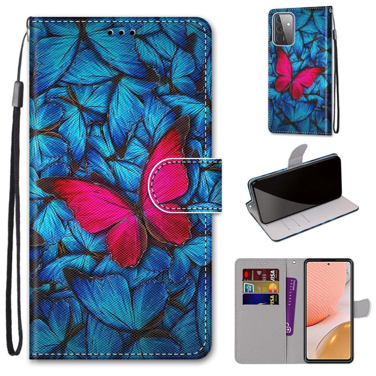 Coloured Drawing Cross Texture Horizontal Flip PU Leather Case with Holder & Card Slots & Wallet & Lanyard, For Samsung Galaxy A52 5G, For Samsung Galaxy A72 5G / 4G