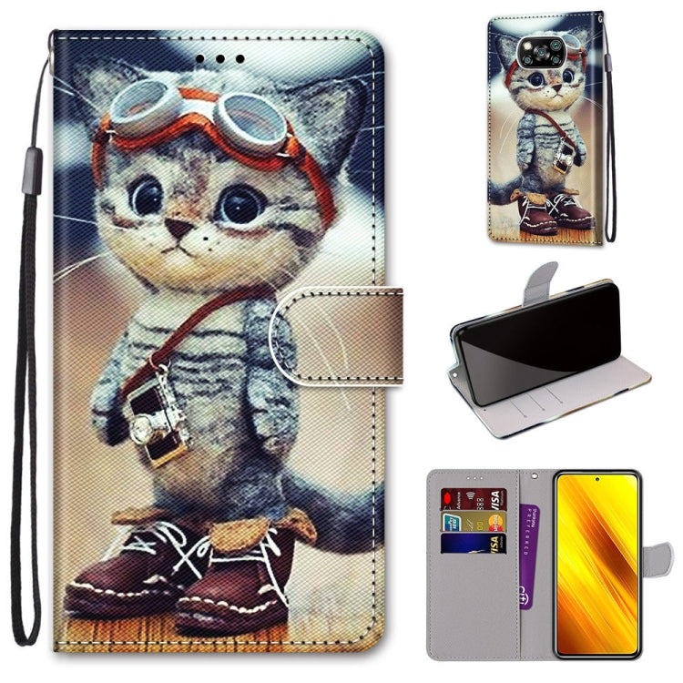 Coloured Drawing Cross Texture Horizontal Flip PU Leather Case with Holder & Card Slots & Wallet & Lanyard, For Xiaomi Poco M3, For Xiaomi Poco X3 NPC