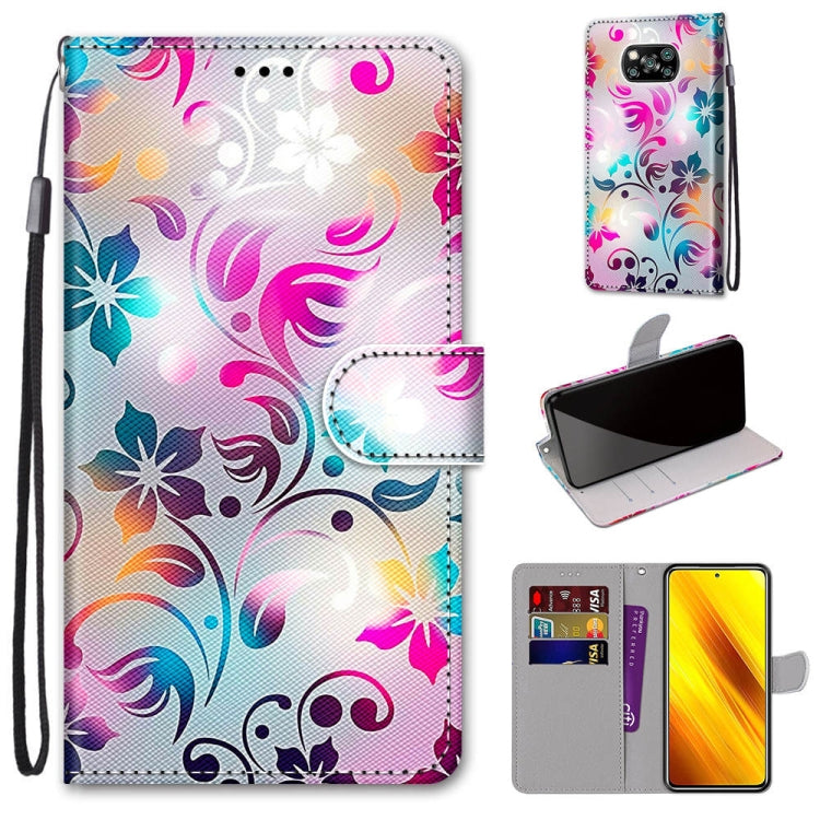 Coloured Drawing Cross Texture Horizontal Flip PU Leather Case with Holder & Card Slots & Wallet & Lanyard, For Xiaomi Poco M3, For Xiaomi Poco X3 NPC