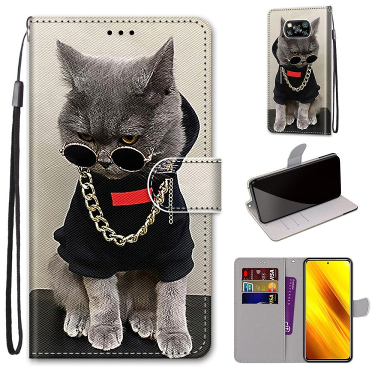 Coloured Drawing Cross Texture Horizontal Flip PU Leather Case with Holder & Card Slots & Wallet & Lanyard, For Xiaomi Poco M3, For Xiaomi Poco X3 NPC