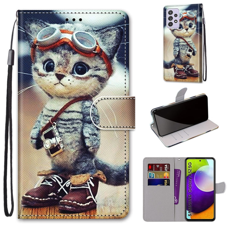Coloured Drawing Cross Texture Horizontal Flip PU Leather Case with Holder & Card Slots & Wallet & Lanyard, For Samsung Galaxy A52 5G, For Samsung Galaxy A72 5G / 4G