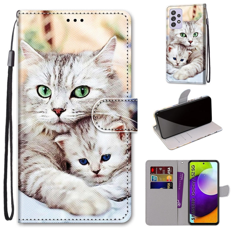 Coloured Drawing Cross Texture Horizontal Flip PU Leather Case with Holder & Card Slots & Wallet & Lanyard, For Samsung Galaxy A52 5G, For Samsung Galaxy A72 5G / 4G