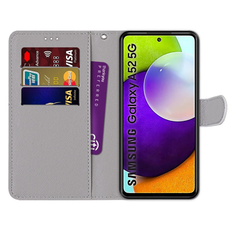 Coloured Drawing Cross Texture Horizontal Flip PU Leather Case with Holder & Card Slots & Wallet & Lanyard, For Samsung Galaxy A52 5G, For Samsung Galaxy A72 5G / 4G