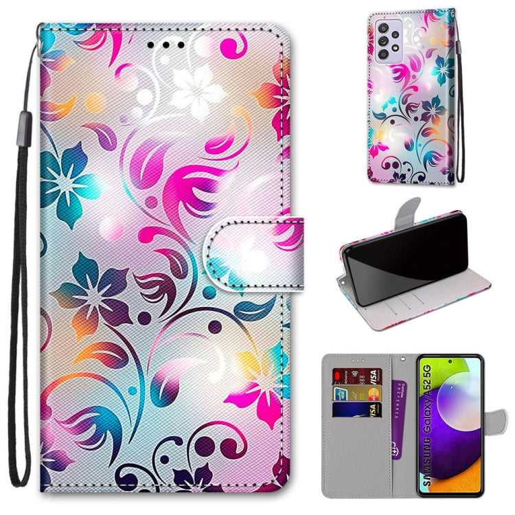 Coloured Drawing Cross Texture Horizontal Flip PU Leather Case with Holder & Card Slots & Wallet & Lanyard, For Samsung Galaxy A52 5G, For Samsung Galaxy A72 5G / 4G