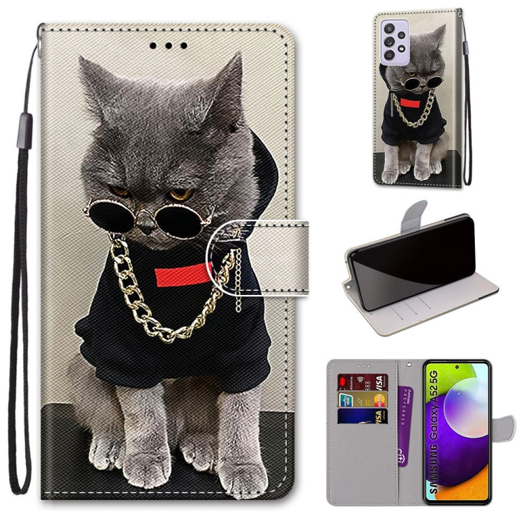 Coloured Drawing Cross Texture Horizontal Flip PU Leather Case with Holder & Card Slots & Wallet & Lanyard, For Samsung Galaxy A52 5G, For Samsung Galaxy A72 5G / 4G