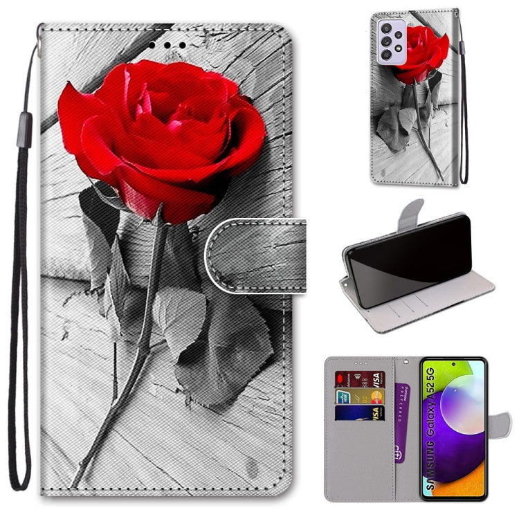 Coloured Drawing Cross Texture Horizontal Flip PU Leather Case with Holder & Card Slots & Wallet & Lanyard, For Samsung Galaxy A52 5G, For Samsung Galaxy A72 5G / 4G