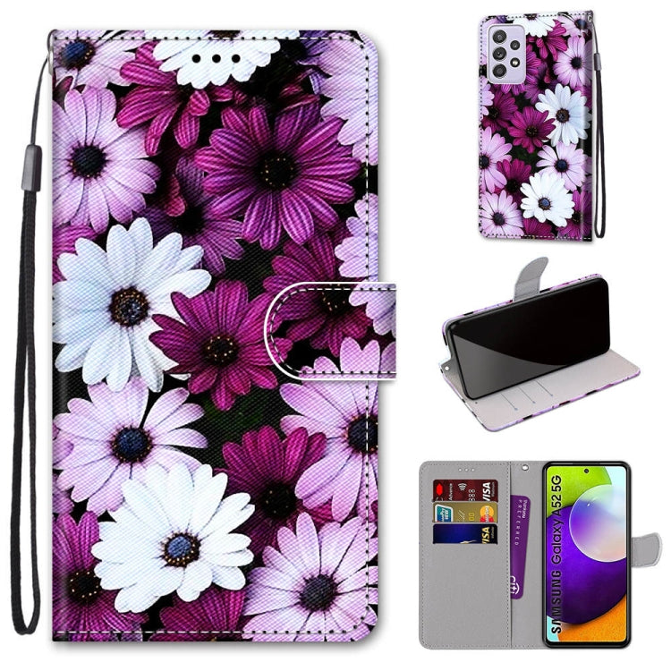 Coloured Drawing Cross Texture Horizontal Flip PU Leather Case with Holder & Card Slots & Wallet & Lanyard, For Samsung Galaxy A52 5G, For Samsung Galaxy A72 5G / 4G