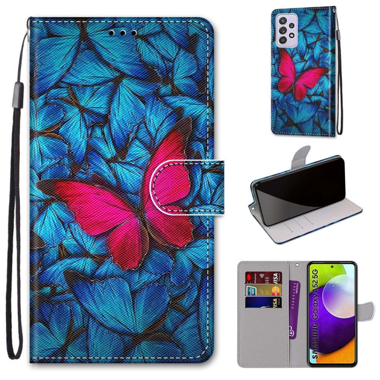 Coloured Drawing Cross Texture Horizontal Flip PU Leather Case with Holder & Card Slots & Wallet & Lanyard, For Samsung Galaxy A52 5G, For Samsung Galaxy A72 5G / 4G