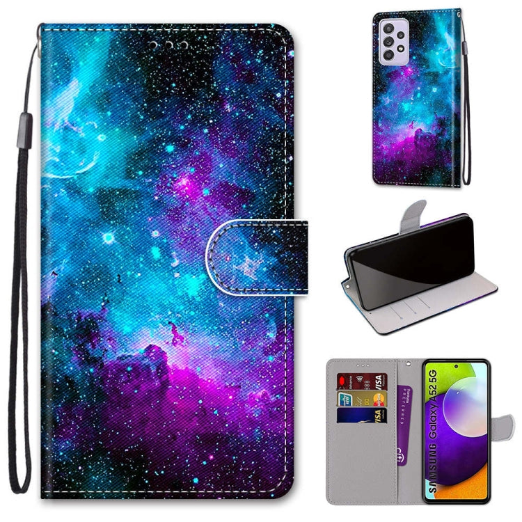 Coloured Drawing Cross Texture Horizontal Flip PU Leather Case with Holder & Card Slots & Wallet & Lanyard, For Samsung Galaxy A52 5G, For Samsung Galaxy A72 5G / 4G