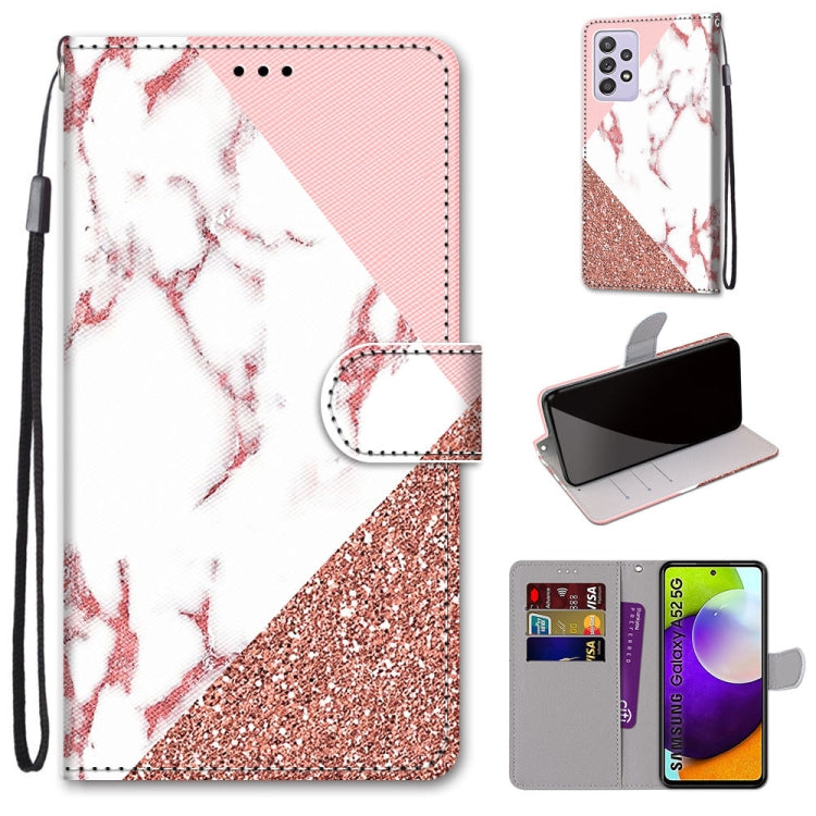 Coloured Drawing Cross Texture Horizontal Flip PU Leather Case with Holder & Card Slots & Wallet & Lanyard, For Samsung Galaxy A52 5G, For Samsung Galaxy A72 5G / 4G